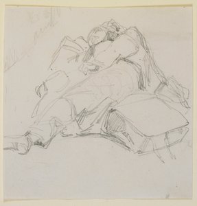 荷物の山の上で眠る男、1858年。 作： James Abbott McNeill Whistler