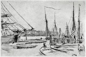 ビリングスゲートのスケッチ、19世紀の1904。 作： James Abbott McNeill Whistler