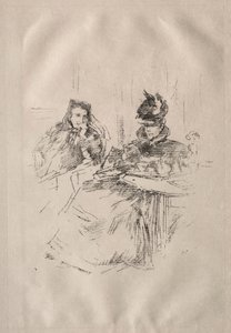 アフタヌーンティー、フィリップス夫人とチャールズウィブリー夫人。 作： James Abbott McNeill Whistler