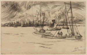 アムステルダム、トルホイスより、1863年。 作： James Abbott McNeill Whistler