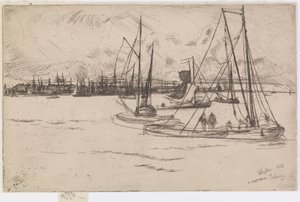 アムステルダム、トルホイスより、1863年。 作： James Abbott McNeill Whistler