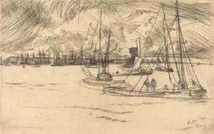 トルハウスから見たアムステルダム、1863年。 作： James Abbott McNeill Whistler