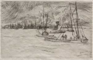 1863年、トルフイスのアムステルダム。 作： James Abbott McNeill Whistler