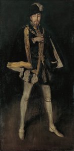 黒のアレンジメント、No. 3: スペインのフィリップ 2 世としてのヘンリー アーヴィング卿、1876 年、1885 年に作り直されました。 作： James Abbott McNeill Whistler