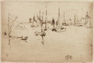 はしけ、ドルドレヒト、1884年。 作： James Abbott McNeill Whistler
