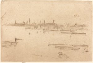 バタシー：夜明け、1875年。 作： James Abbott McNeill Whistler