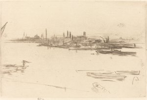 バタシー：夜明け、1875年。 作： James Abbott McNeill Whistler