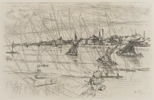 バタシー リーチ、1863 年。 作： James Abbott McNeill Whistler