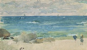 2人の人物がいるビーチシーン、1885-90 作： James Abbott McNeill Whistler