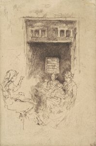 ビーズストリンガー、1880（敷設紙へのブラックエッチング） 作： James Abbott McNeill Whistler