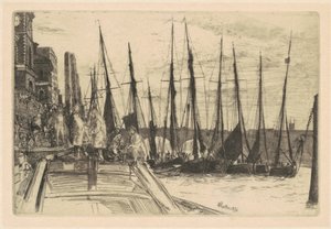 ビリングスゲート、1859 年。 作： James Abbott McNeill Whistler