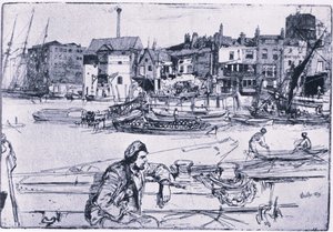 ブラックライオン・ワーフ（カラーリトグラフ 作： James Abbott McNeill Whistler
