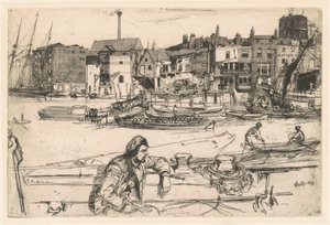 1859年、ブラックライオン・ワーフ 作： James Abbott McNeill Whistler