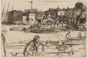 ブラック ライオン ワーフ、1859 年。 作： James Abbott McNeill Whistler