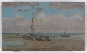 青と灰色：荷揚げ 1883-84年頃（油彩、木製パネル） 作： James Abbott McNeill Whistler