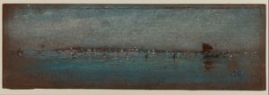 青と銀-島々、ヴェネツィア、1879-80（茶色の紙にパステル） 作： James Abbott McNeill Whistler