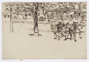 ポワソニエール大通り、パリ、1892-93年頃（エッチング、紙にインク）