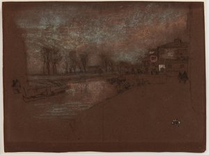 カンポ駅 マルタ - 冬の夜、1879-1880。 作： James Abbott McNeill Whistler