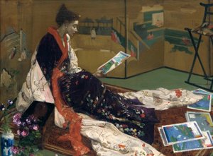 紫と金のカプリス：ゴールデンスクリーン、1864年 作： James Abbott McNeill Whistler