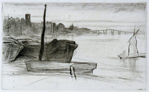 チェルシー橋と教会 作： James Abbott McNeill Whistler