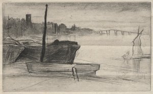 チェルシーブリッジアンドチャーチ、1871年。 作： James Abbott McNeill Whistler
