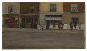 チェルシー・ショップス、1880年代初期（油彩、木製パネル） 作： James Abbott McNeill Whistler