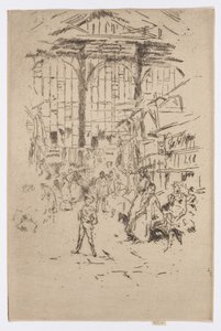 衣料交換所、ハウンズディッチ、No.2、1886-88年頃（エッチング、紙にインク） 作： James Abbott McNeill Whistler