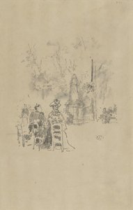 像の下での会話、リュクサンブール公園 作： James Abbott McNeill Whistler