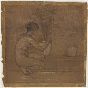 クラウチング・フィギュア白の交響曲：三人の少女」のための習作、1869年から1870年。 作： James Abbott McNeill Whistler