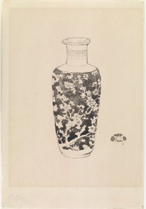 太い首の円筒形の花瓶、1876年 作： James Abbott McNeill Whistler
