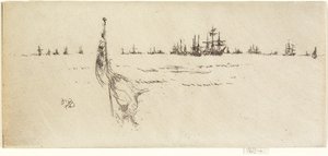 旗をつける、1887 作： James Abbott McNeill Whistler