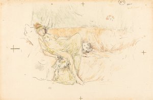 ドレープフィギュア、リクライニング、1892年。 作： James Abbott McNeill Whistler
