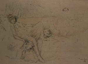 寝そべっているドレープの人物（リトグラフ 作： James Abbott McNeill Whistler