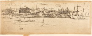 乾ドック、サウサンプトン、1887年。 作： James Abbott McNeill Whistler