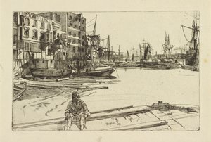 イーグル ワーフ タイザック ホワイトリー社、1859 年。 作： James Abbott McNeill Whistler