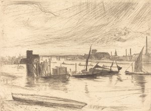 1861年、バタシーの早朝。 作： James Abbott McNeill Whistler
