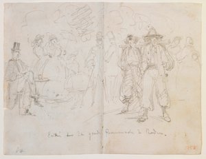 バーデンのグランドプロムナードに入る（1858年）。 作： James Abbott McNeill Whistler