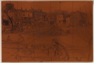 エッチング プレート: ブラック ライオン ワーフ、1859 年。 作： James Abbott McNeill Whistler