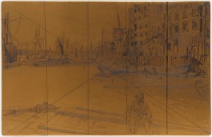 エッチングプレート。Eagle Wharf Tyzac Whiteley and Co., 1859. 作： James Abbott McNeill Whistler