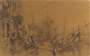 エッチングプレートです。ライムハウス、1859年 作： James Abbott McNeill Whistler