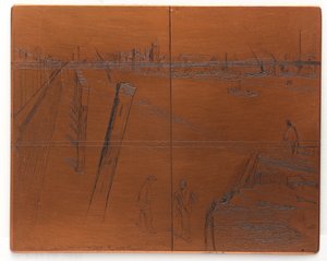 エッチング プレート: ミルバンク、1861 年。 作： James Abbott McNeill Whistler