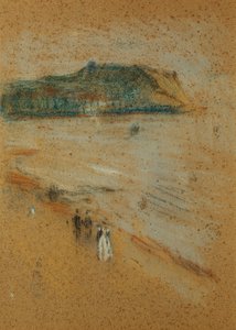 崖近くのビーチの人物像c。 1870-74 作： James Abbott McNeill Whistler