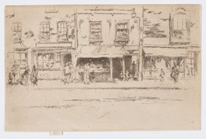 フィッシュ・ショップ、チェルシー、1884-86年頃（エッチング、インク、紙） 作： James Abbott McNeill Whistler