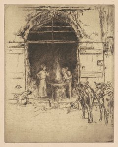 1901年、フレイミングフォージ。 作： James Abbott McNeill Whistler