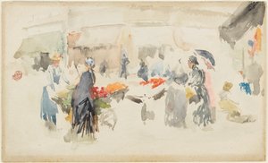 フラワーマーケット-ディエップ 作： James Abbott McNeill Whistler