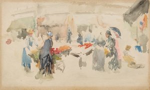 フラワーマーケット：ディエップ、1885年 作： James Abbott McNeill Whistler