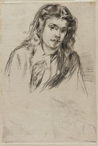 フメットの曲がった頭、1859 年。 作： James Abbott McNeill Whistler