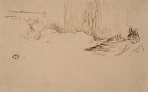 ベッドで読書する少女、1882年 作： James Abbott McNeill Whistler