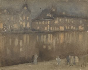 大運河、アムステルダム、ノクターン、1882 年。 作： James Abbott McNeill Whistler