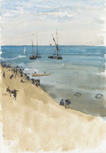 緑と銀-輝く海、ディエップ、1883-85年頃（水彩・ガッシュ・紙